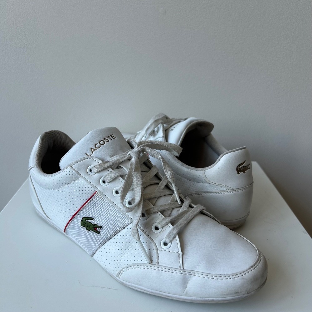 Lacoste Nivolor Sneakers Mens US 7.5 White Leather Low Top Tennis Prep Old Money